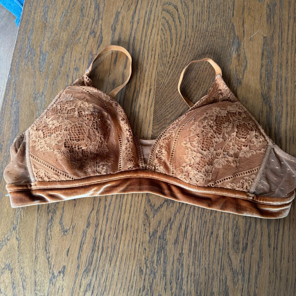 Auden‎ Lace Bralette Burnt Orange Bronze Lightly Lined Lace Bra  Boho XL